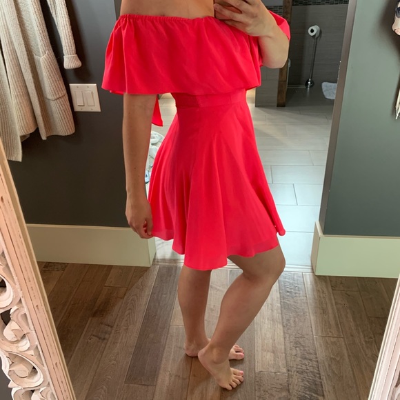 Pink Off shoulder silk dress Amanda Uprichard - Picture 4 of 6